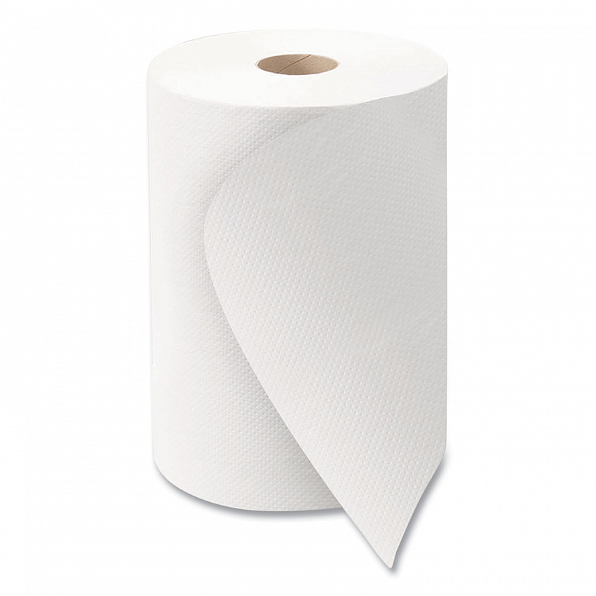 10 Inch Roll Towels, 1-Ply, 10" x 800 ft, White, 6 Rolls/Carton (W106)