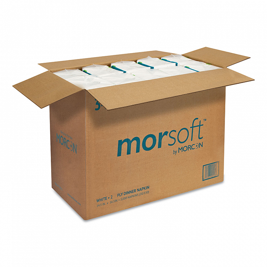 Morsoft Dinner Napkins, 2-Ply, 14.5 x 16.5, White, 3,000/Carton (3466)