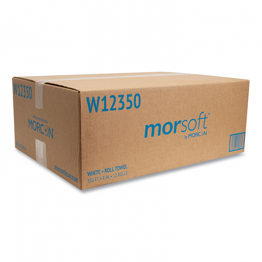 Morsoft Universal Roll Towels, 1-Ply, 8" x 350 ft, White, 12 Rolls/Carton (W12350)
