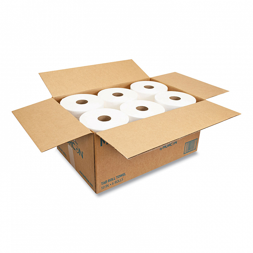 10 Inch TAD Roll Towels, 1-Ply, 10" x 500 ft, White, 6 Rolls/Carton (M610)