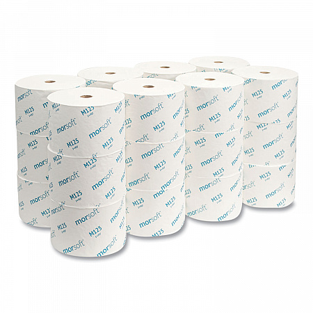 Small Core Bath Tissue, Septic Safe, 1-Ply, White, 2,500 Sheets/Roll, 24 Rolls/Carton (M125)