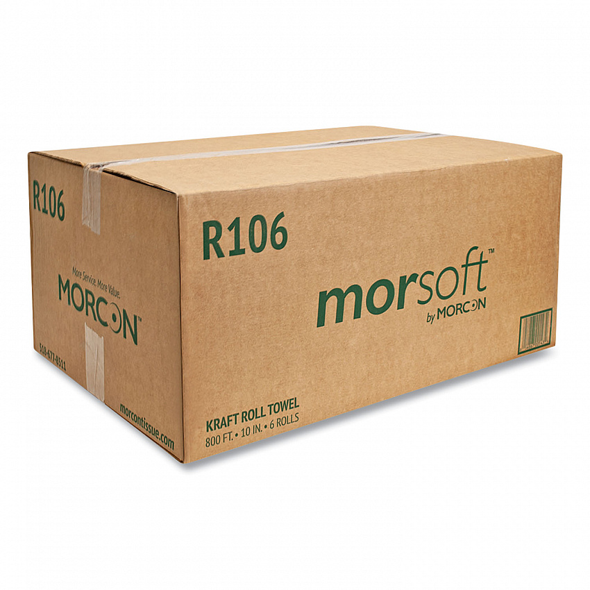 10 Inch Roll Towels, 1-Ply, 10" x 800 ft, Kraft, 6 Rolls/Carton (R106)