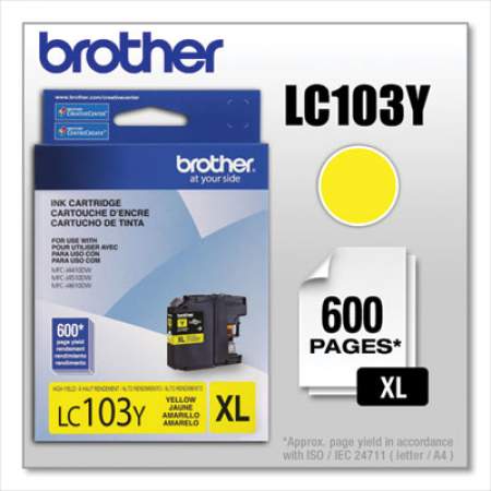 Brother LC103Y Innobella High-Yield Ink, 600 Page-Yield, Yellow