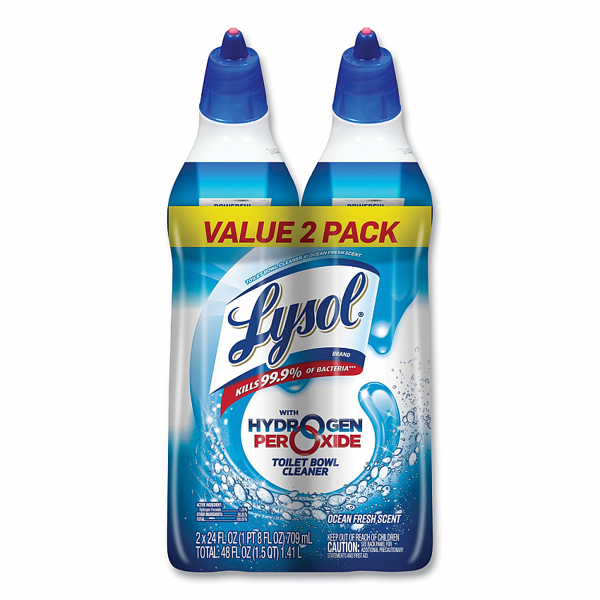Toilet Bowl Cleaner with Hydrogen Peroxide, Ocean Fresh Scent, 24 oz Angle-Neck Bottle, 2/Pack, 4 Packs/Carton (96084)