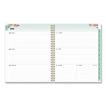 Blue Sky Laurel Academic Year Weekly/Monthly Planner, Floral Artwork, 11 x 8.5, Green/Pink Cover, 12-Month (July-June): 2021-2022 (131947)
