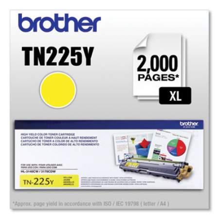 Brother TN225Y High-Yield Toner, 2,200 Page-Yield, Yellow