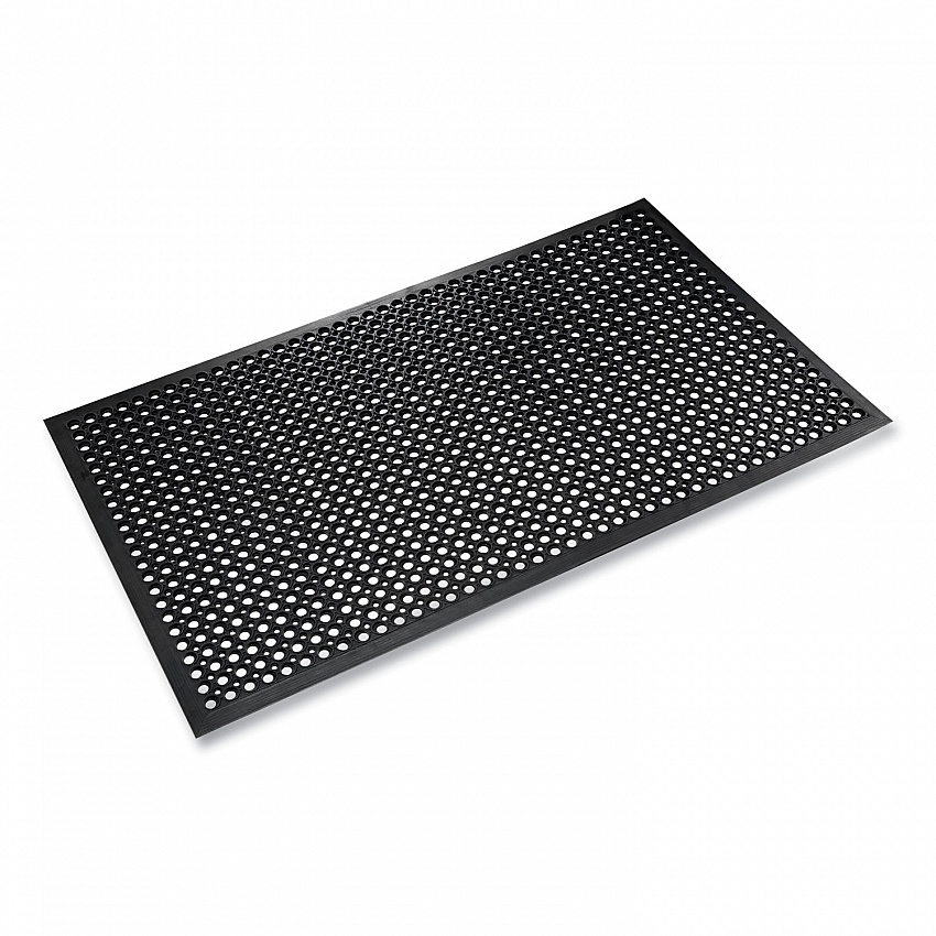 Safewalk-Light Wet/Oily Floor Anti-Fatigue Drainage Mats, 0.5" Thick, 36" x 60", Black Perforated Surface (WSCT35BK)