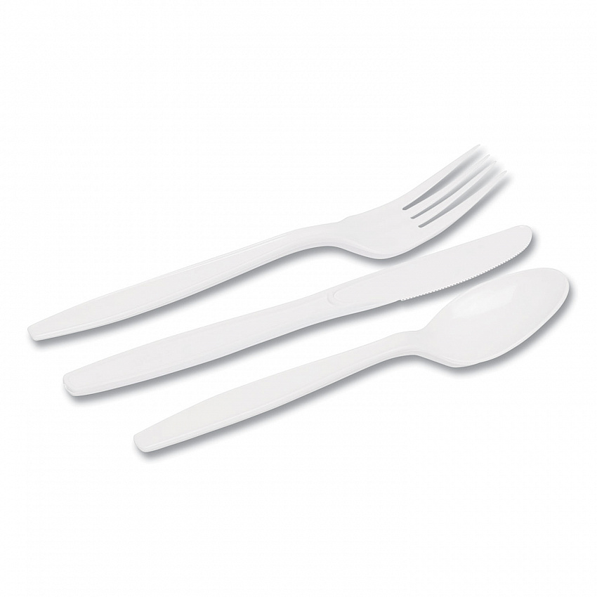 Combo Pack, Tray with White Plastic Utensils, Heavyweight, Fork/Knife/Spoon, 168/Pack (CM168)