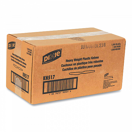Plastic Cutlery, Heavyweight Knife, Black, 1,000/Carton (KH517)