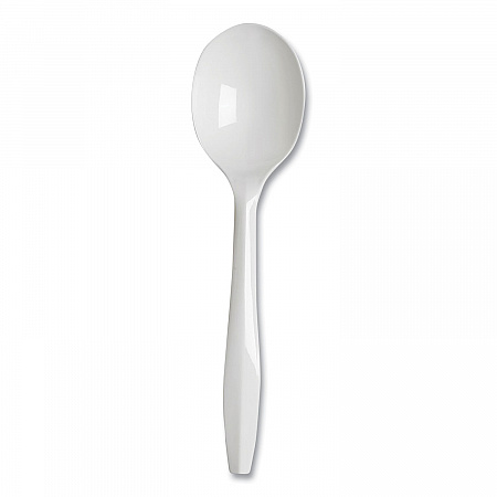 Plastic Cutlery, Mediumweight Soup Spoon, White, 1,000/Carton (PSM21)