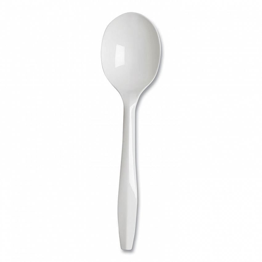 Plastic Cutlery, Mediumweight Soup Spoon, White, 1,000/Carton (PSM21)