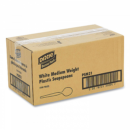Plastic Cutlery, Mediumweight Soup Spoon, White, 1,000/Carton (PSM21)