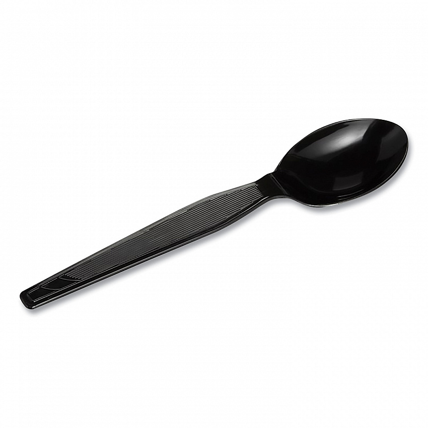Plastic Cutlery, Heavyweight Spoon, Black, 1,000/Carton (TH517)