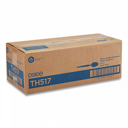 Plastic Cutlery, Heavyweight Spoon, Black, 1,000/Carton (TH517)