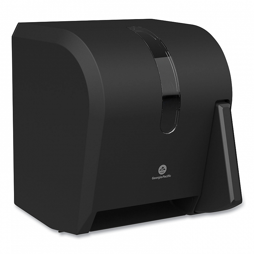 Hygienic Push-Paddle Roll Towel Dispenser, 13 x 10 x 14.4, Black (54338A)
