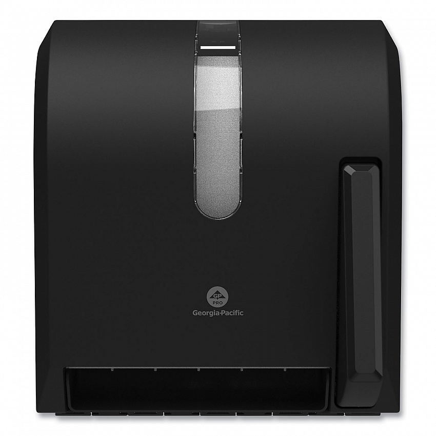 Hygienic Push-Paddle Roll Towel Dispenser, 13 x 10 x 14.4, Black (54338A)