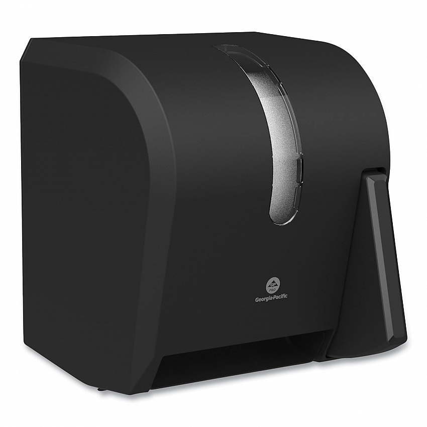 Hygienic Push-Paddle Roll Towel Dispenser, 13 x 10 x 14.4, Black (54338A)