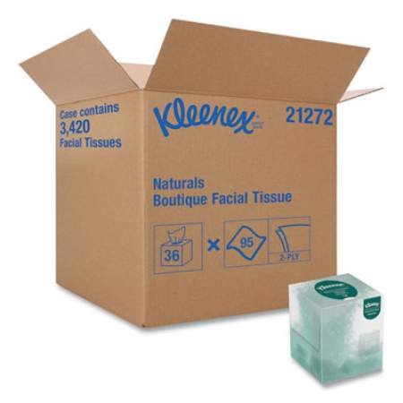 Kleenex Naturals Facial Tissue, 2-Ply, White, 95 Sheets/Box (21272BX)