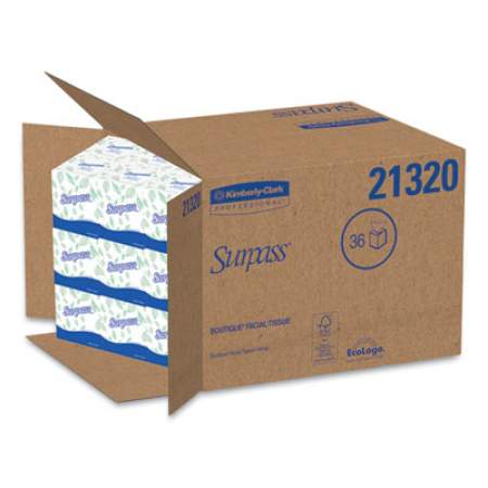 Surpass Facial Tissue, 2-Ply, White, Pop-Up Box, 110/Box, 36 Boxes/Carton (21320)