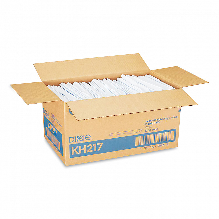Plastic Cutlery, Heavyweight Knife, 7.5", White, 1,000/Carton (KH217)