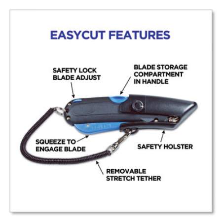 COSCO Easycut Self-Retracting Cutter with Safety-Tip Blade and Holster, Black/Blue (091524)