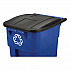 Square Brute Recycling Rollout Container, 50 gal, Plastic, Blue (9W2773BLU)