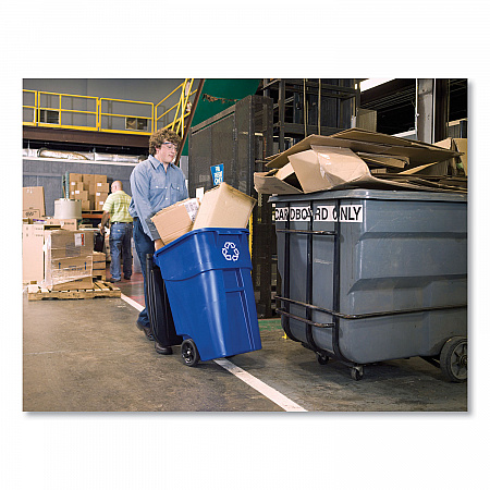Square Brute Recycling Rollout Container, 50 gal, Plastic, Blue (9W2773BLU)