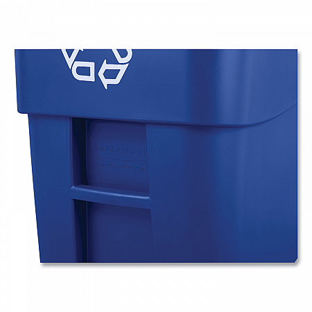 Square Brute Recycling Rollout Container, 50 gal, Plastic, Blue (9W2773BLU)