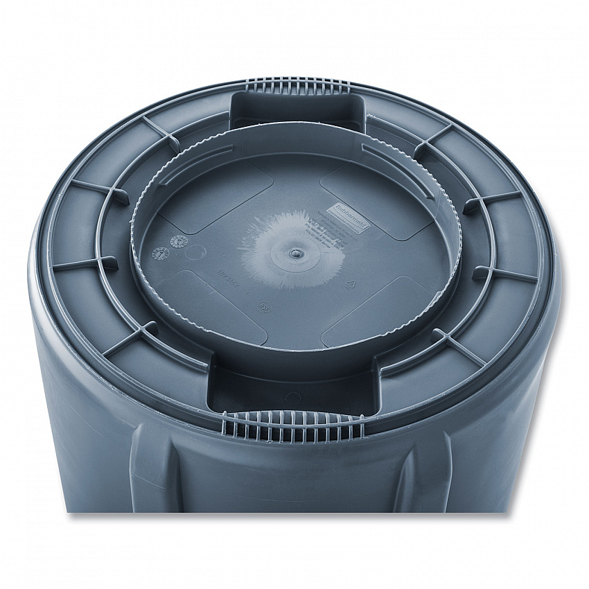 Vented Round Brute Container, 32 gal, Plastic, Gray (263200GY)