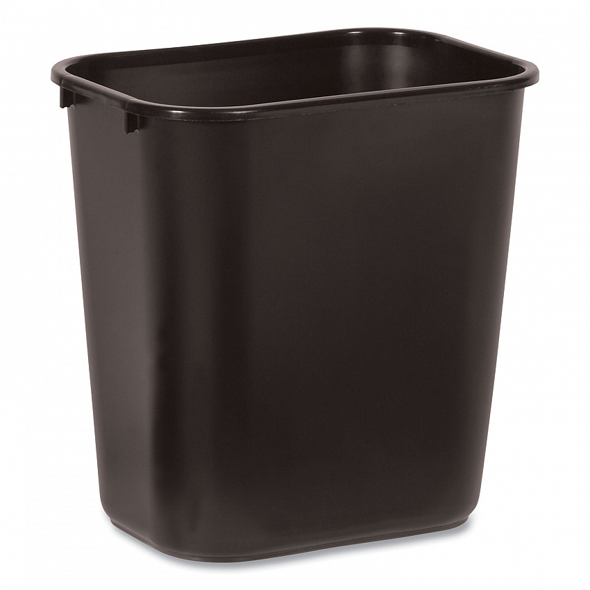 Deskside Plastic Wastebasket, 7 gal, Plastic, Black (295600BK)