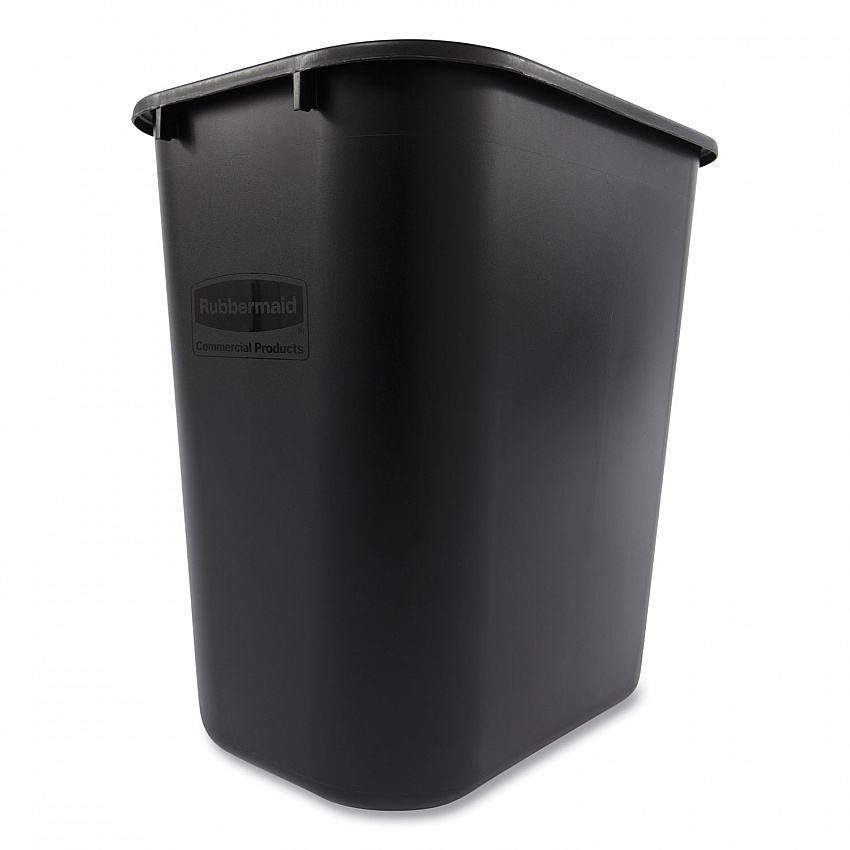 Deskside Plastic Wastebasket, 7 gal, Plastic, Black (295600BK)