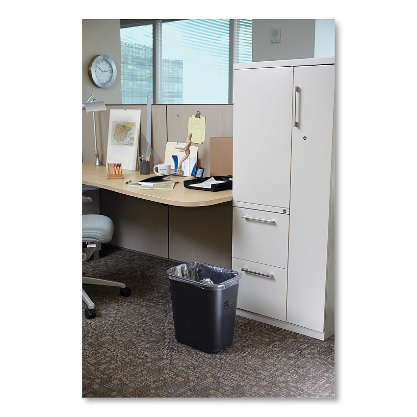 Deskside Plastic Wastebasket, 7 gal, Plastic, Black (295600BK)