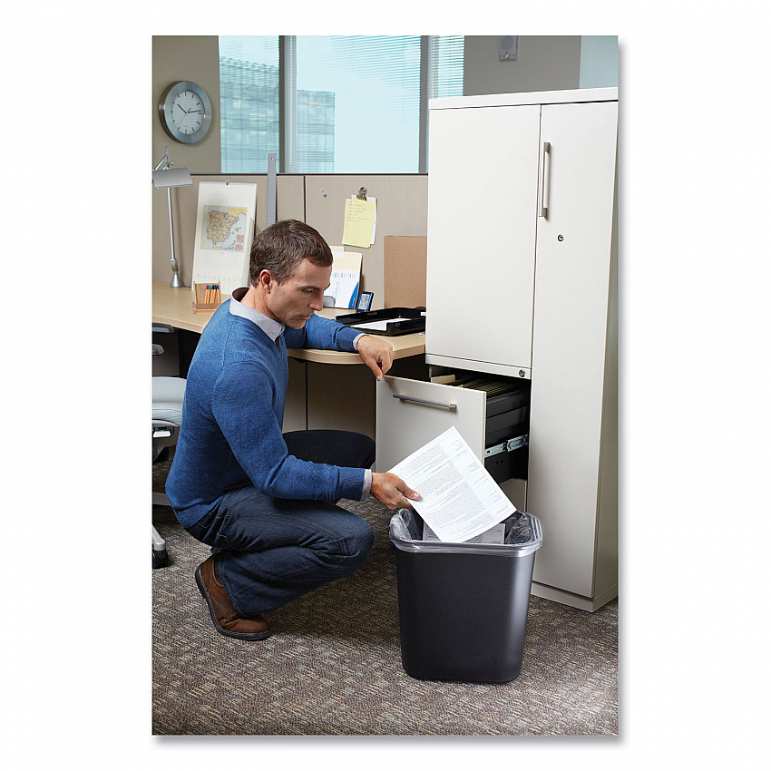 Deskside Plastic Wastebasket, 7 gal, Plastic, Black (295600BK)