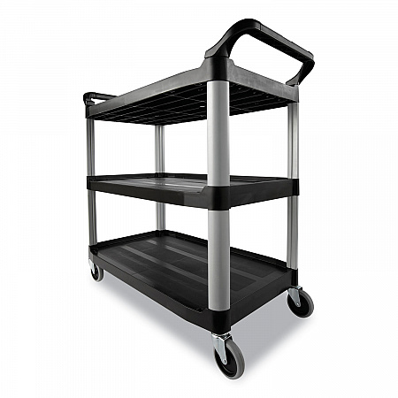 Three-Shelf Service Cart, Plastic, 3 Shelves, 200 lb Capacity, 18.63