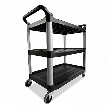 Three-Shelf Service Cart, Plastic, 3 Shelves, 200 lb Capacity, 18.63