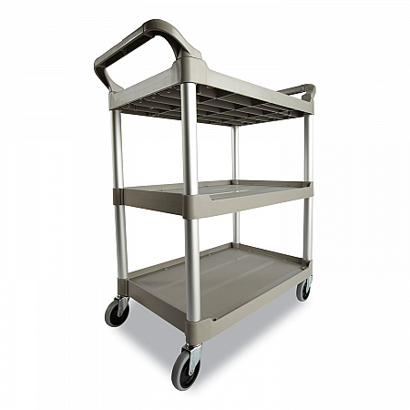 Three-Shelf Service Cart, Plastic, 3 Shelves, 200 lb Capacity, 18.63