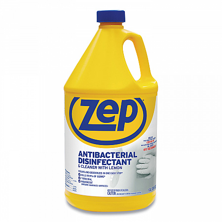 Antibacterial Disinfectant, Lemon Scent, 1 gal, 4/Carton (ZUBAC128CT)