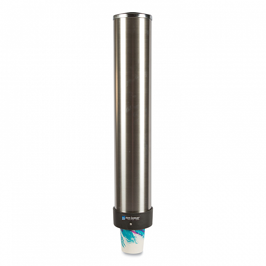 Large Water Cup Dispenser with Removable Cap, For 12 oz to 24 oz Cups, Stainless Steel (C3400P)
