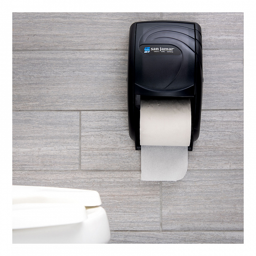 Duett Standard Bath Tissue Dispenser, Oceans, 7.5 x 7 x 12.75, Transparent Black Pearl (R3590TBK)