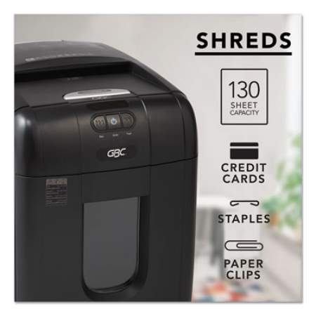 GBC Stack-and-Shred 130X Auto Feed Super Cross-Cut Shredder, 130 Auto/6 Manual Sheet Capacity (1757571)
