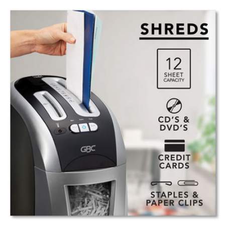 GBC EX12-05 Super Cross-Cut Shredder, 12 Manual Sheet Capacity (1757390)