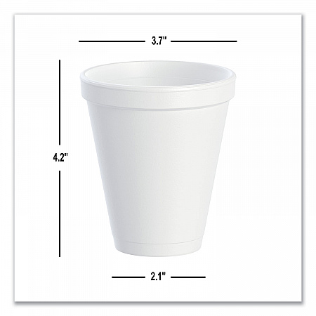 Foam Drink Cups, 12 oz, Squat, White, 1,000/Carton (12J16)