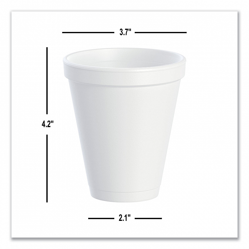 Foam Drink Cups, 12 oz, Squat, White, 1,000/Carton (12J16)