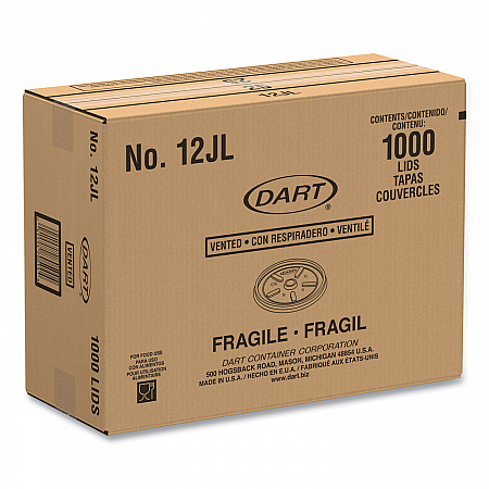 Plastic Lids for Foam Cups, Bowls and Containers, Vented, Fits 6 oz to 14 oz, White, 100/Pack, 10 Packs/Carton (12JL)