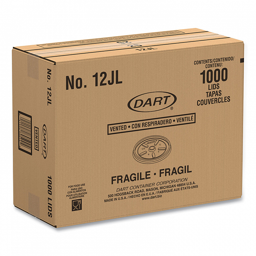 Plastic Lids for Foam Cups, Bowls and Containers, Vented, Fits 6 oz to 14 oz, White, 100/Pack, 10 Packs/Carton (12JL)