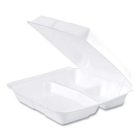 Dart Foam Hinged Lid Containers, 3-Compartment, 9.25 x 9.5 x 3, White, 200/Carton (95HT3R)