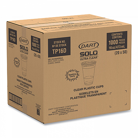 Ultra Clear PET Cups, Squat, 16 oz, Plastic, 50/Bag, 20 Bags/Carton (TP16DCT)