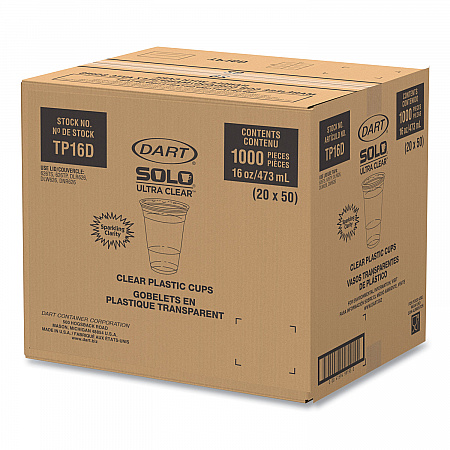 Ultra Clear PET Cups, Squat, 16 oz, Plastic, 50/Bag, 20 Bags/Carton (TP16DCT)