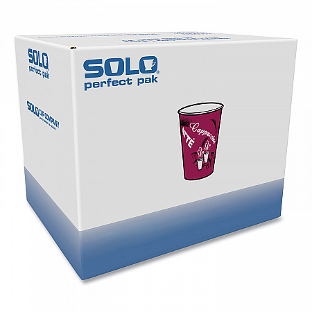 Paper Hot Drink Cups in Bistro Design, 8 oz, Maroon, 500/Carton (OF8BI0041)
