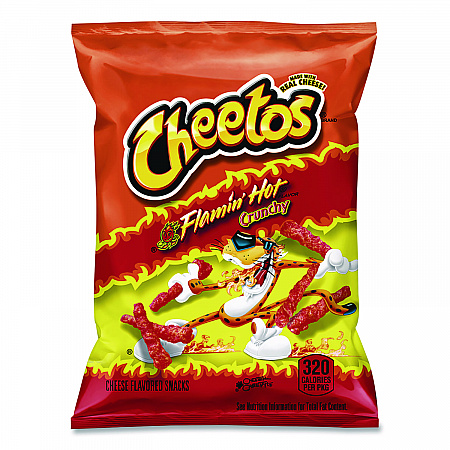 Crunchy Cheese Flavored Snacks, Flamin' Hot, 2 oz Bag, 64/Carton (FRI44368)